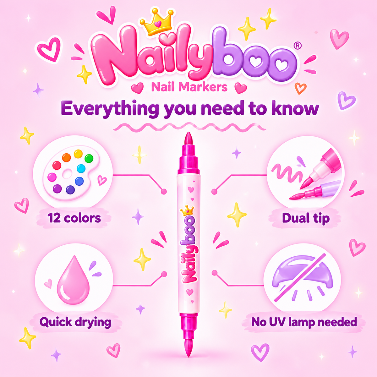 Nailyboo™ Nail Markers – Color Set